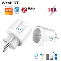 WENHIOT Zigbee 3.0 Smart Socket EU Plug 16A Tuya Home Automation Monitor Timer electronic Outlet Support Alexa 211007