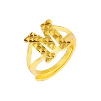 Женская английская буква M 24K позолоченная полоса кольца NJGR085 мода свадебный подарок женщин желтый золотой тарелка ювелирное кольцо
