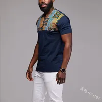 3 Renkler Erkek T Shirt Büyük Boy Rahat Ulus Stil Dikiş Baskı Afrika Kısa Kollu Gevşek Rahat Giysileri S-5XL