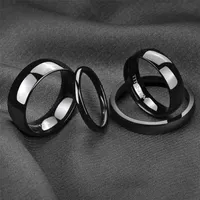 2/4/6 / 8mm Einfacher schwarzer Ring Mann Frauen Hochzeit Band Engagement S polierter Cocktail Anel Feminino Größe 15 210701