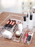 Aufbewahrungsboxen Bins 16 stücke Klarschubladenkasten Gummi Füße Make-up Organizer Unabhängiger Kosmetikhalter Blush Lipstick Organizer Fall