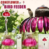 Pink Coneflower Bird Feeder Parrot Garden Decoration Birdhouses For Outside Vintage Birds Accessories Décoration De Jardin