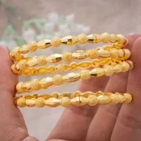 4 unids / lote 24k color dorado fino dubai bodillos brazaletes joyería pulseras etíope para las mujeres Regalos de la fiesta de joyería africana Q0720