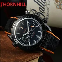 Mens Automatiska Fullständiga Stopwatch Klockor 44mm Fabric Strap Wristwatches Sapphire Lysous Watch Factory Montre de Luxe