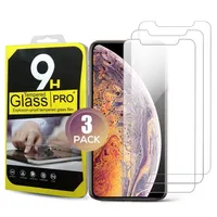 3パック1ボックススクリーンプロテクター用13 12 11 XS Pro Max 7 8 Plus Tempered Glass Protectored Film Clear Protectors Film with Retail Box