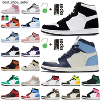 2021 Sıcak satış Jumpman 1 1 S Yüksek OG Büküm Obsidiyen UNC 1 S Basketbol Ayakkabıları Melodi Korkusuz Karanlık Mocha Sevgililer Günü Eğitmenler Sneakers