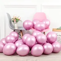 / 10 12 "Poudre métallique Ballon de latex De Mariage Baby Douche Girl Girl Partie d'anniversaire Pink Décoration Chrome Glome Glome