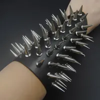 Bangle Unisex PU Leather Rivet Arm Armor Bracelet Hip Hop Punk Rock Lace-Up Gauntlet Wristband Wide Bracer Protective