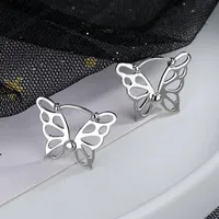 Mode Vintage Hohl Schmetterling Reifen Ohrringe Silber Farbe Frauen Ear Clip Piercing Für Frau Schmuck Geschenk