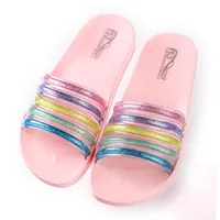 Zapatillas transparentes arco iris adolescentes zapatillas para niños zapatos de casa verano 2021 cristal interior casa antideslizante baño