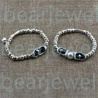 Estilo europeo 19 cm Color de plata con diamantes verdes y azules abordó las pulseras de perlas con cuentas de cuentas, hebras