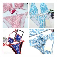 1set Home Textile Sexy Embroidery Bikini Set Brand Letters Swimwears Designer Metal Chain High Quality Ladies Backless Split Swimsuit