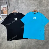 21ss Erkekler Baskılı T Shirt Polos Tasarımcı Giymek Delik Paris Mektuplar Baskı Giysi Erkek Gömlek Etiketi Gevşek Stil Siyah Mavi