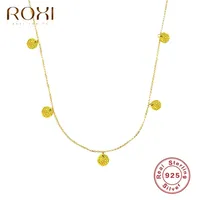 ROXI Small Circle Pendant Clavicle Necklaces for Women Girls Wedding Jewelry Chains 925 Sterling Silver Necklace Collares Choker 210616
