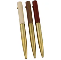 Unfinish Multi Natural Wooden Ballpoint Pens Artigianato artigianale Artwork non clip Punto di clip Brass Color Penna a sfera Penna Heavy SN2486