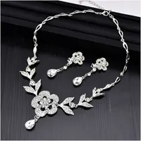 Fashion Bridal Jewelry Necklace Earring Sets Wedding Accessories Headpieces 2 in 1 Crystal Rhinestone Party