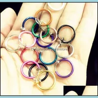 Nose Rings & Studs Body Jewelry Delivery 2021 Fake Hoop Ring Ear Septum Lip Navel Earrings Non Piercing Black Drop 8Vwqz