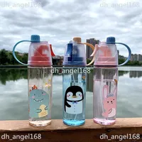 Tiktok 2021 Fashion Cartoon Spray Water Bottle 600ml Big Capacity Adults Kids Outdoor Sports Drinking Cup Drinkware FY4135