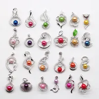 Naszyjniki wisiorek na sprzedaż !!! 24 Style 925 Sterling Sliver Pearl Mounts Jewelry z 6-8mm Losowe Mix Color Pearls 5 / 10szt SS01