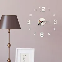 壁時計3D DIYローマ数アクリルミラーステッカー時計ホーム装飾台所リビングルームD S8L0
