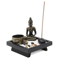 Titulares de vela Zens Buddha Jardim Titular Meditação Areia Rochas Tealight Incenso Home Serenity Room Decor Burner Presente