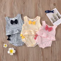 Newborn baby girl summer Kids Clothing Sets vertical stripe swimsuit beach seaside Suit