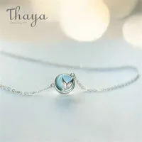 THAYA Mermaid Foam Bubble Design Crystal Necklace S925 Silver Tail Blue Hanger voor Vrouwen Elegante Sieraden Gift 210929