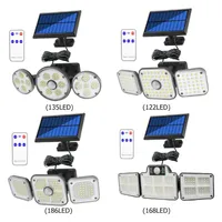 Güneş Lambaları 2 1 LED Işıkları Açık 4 Kafaları Hareket Sensörü Aydınlatma Su Geçirmez Uzaktan Kumanda Duvar Lambası Kapalı