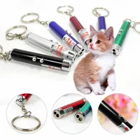 Hot 2 In1 Red Laser Pointer Pen Key Ring with White LED Light Show Portable Infrared Stick Funny Tease Cats Pet Toys