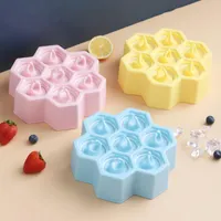 Bakvormen 7 holes ijs pops mal siliconen dienblad lolly voedsel supplement doos fruit shake accessoires