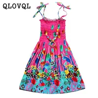 Girl&#039;s Dresses 6 8 10 12 13 Year Summer Girls Dress Bohemian Beach For Teen Clothes With Vintage Necklace