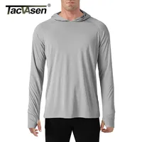 Tacvasen Sun Protection T-рубашки Мужчины с длинным рукавом повседневные ультрафиолетовые футболки с капюшоном дышащие легкие прогулки по эксплуатации Thirts 210415