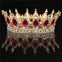 Gelin Kristalleri Başlıklar Vintage Kraliyet Kraliçe Kral Tiaras Ve Taçlar Erkekler / Kadın Pageant Balo Diyadem Saç Süsler Düğün Saç Takı Aksesuarları
