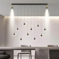 Pendelleuchten Dekorationstisch Kronleuchter mit Spotlight Modern Light Luxury Bar Bürostreifen Kreativer Nordic Dining Star