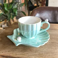 Tazas Rosa Linda Copa de porcelana creativa y platillo Cerámica Simple Sistemas de té moderno Café Leche Leche Jugo Tazas de agua Café