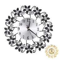 Horloges murales Vintage Fleur Ferough Homode Homode Horloge Diamant Chambre à la mode en métal silencieux