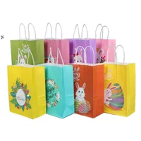 Regalo envolver bolsas de Pascua colorido artesanía bolsa de papel caramelo galletas de caramelo envasado para niños fiesta de cumpleaños suministro artesanía decoración RRD12834