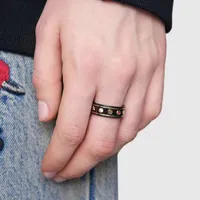 Fashion black Have stamp Band Ring bague anillos moissanite for mens and women engagement wedding jewelry lover gift