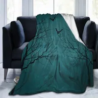毛布の柔らかい暖かいフランネルの毛布の怖い木が飛んでいるコウモリ旅行携帯用冬スロー薄いベッドソファー