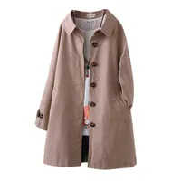 NXY Women's Trench Coats 2022 Fashion spring autumn cotton trench coat women Single-breasted Outerwear Plus size 4XL student casual tops windbreaker G728 220127