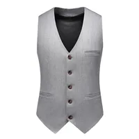 Sale Korean Slim Fit V Neck Gentlemen Tuxedo Vest Men Clothing Plus Size 5XL-S Simple Business Formal Wear Chalequillo Hombre 220308