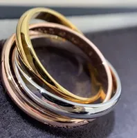 Trinidad serie anillo tricolor 18k banda chapada en oro joyería vintage reproducción oficial de la moda retro de moda advncted exquisite regalo anillos de alta calidad marca