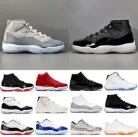 High Jumpman 11 Basketball Shoes 11s Men Women 25-årsjubileum Bred Space Jam Concord 45 Cap and Gown Midnight Navy Designer Sports Shoes 36-47