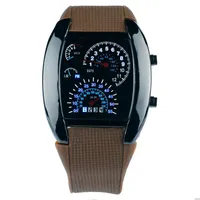 Moda Sport Silicone Strap Elettronico Orologi elettronici Uomini Unique Digital LED Watch Race Speed ​​Auto Dot WristWatches