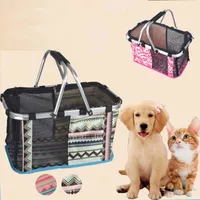 Hond autostoelhoezen tas voor kleine honden opvouwbare draagbare outdoor huisdier carrier handmand dragende ademend veiligheid kat mesh cage v3
