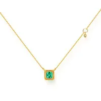 Light Luxe Emerald 14k Gouden Ketting met Diamond Square Zirkoon Student Forest Department Friend's Hand Ornamentk0 698 T2