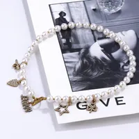 75% OFF Outlet Online family letter love zircon Pearl Necklace female star in the same style
