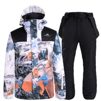 두꺼운 따뜻한 남자 여자 스키 양복 방수 방풍 스키 스노 보드 재킷 바지 세트 겨울 눈 착용 정장