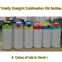 Neue gerade 6 Farben DIY Blank Sublimation Sippy Cup Tumbler 350 ml Babyflaschen Wärme Übertragungsübertragung mit Doppelwand Edelstahl Kinder Wasserbecher