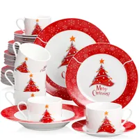 2021 Veveet 30/60-х частей керамический фарфоровый рождественские елки узор подарок посуда посуда ужин набор с чашкой блюдце десертный суп ужин набор